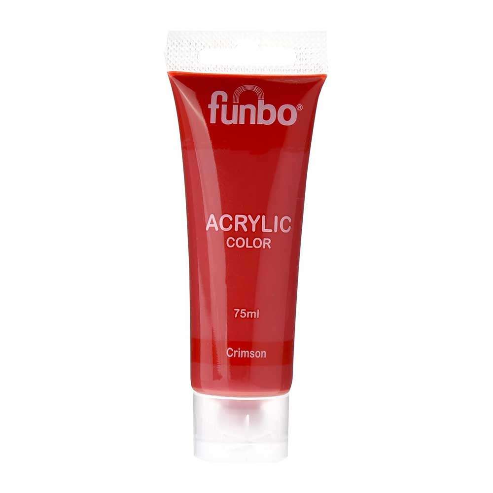 Funbo Acrylic Paint Tube 100ml, Crimson (01), Rich Pigment, Fast-Drying, Ideal for Canvas, Wood & Crafts 0