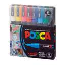Uni POSCA Paint Marker PC-3M Extra Fine 0.7mm Tip, Assorted Colors, Water-Based Ink for Art, Crafts & DIY - Pack of 8 0