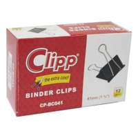Clipp Binder Clips 41mm (1-5/8"), Durable Metal - Box of 12