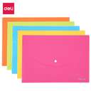 Deli Plastic Button File, Snap Closure, 330 × 238 × 8mm, Slim & Portable, Ideal for Office & Personal Use - Assorted Colors 0