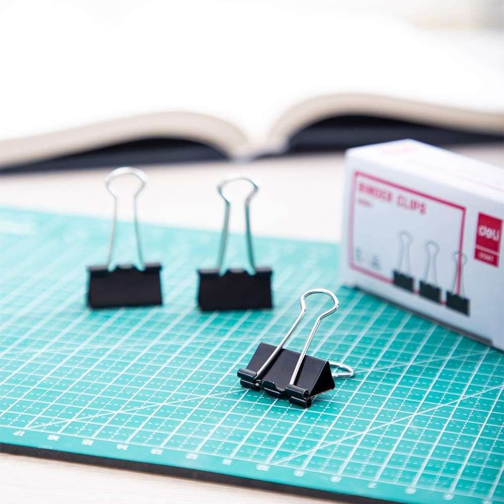 Deli Binder Clips, 25 mm, Compact Document Organizer, Ideal for Office & School Desk, Black – Pack of 12 Clips 4