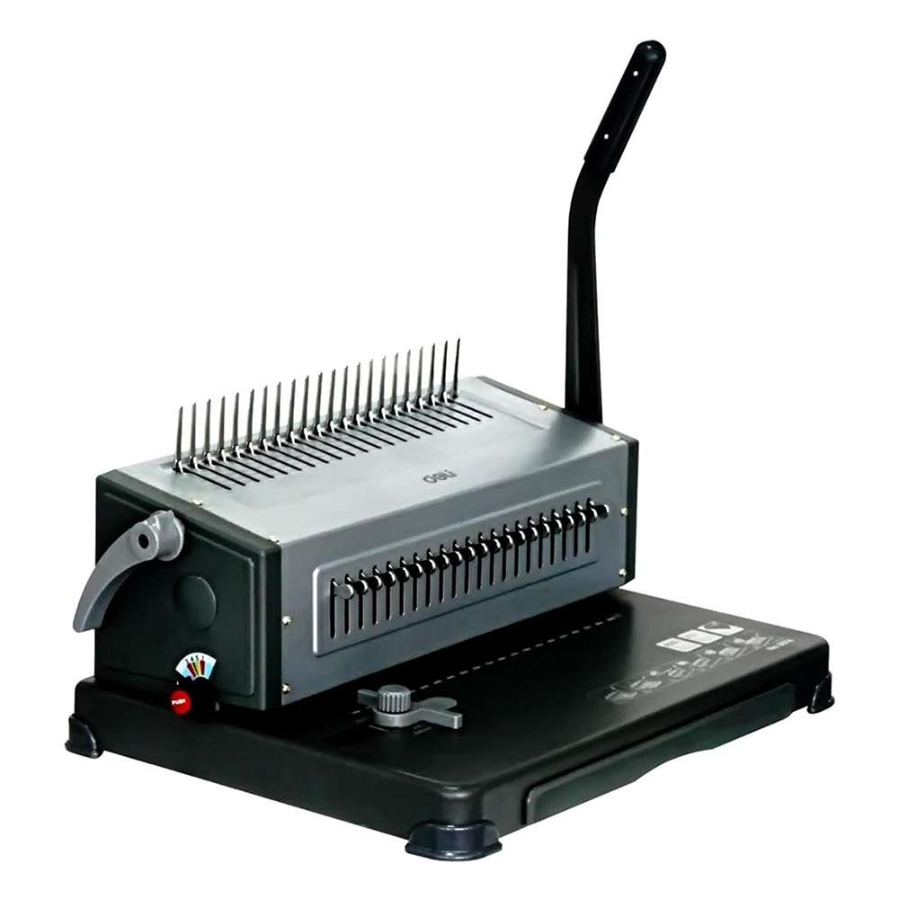 Deli Comb Binding Machine, 25-Sheet Punch, 450-Sheet Binding, Heavy-Duty Design, Ideal for Retail & Office Purpose - Grey 0