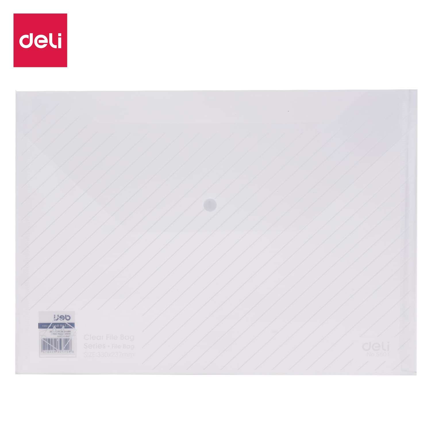 Deli A4 Clear Bag, Cross-Grain Texture, Transparent, Secure Closure, Document Organizer, Ideal for Office & Personal Use 2