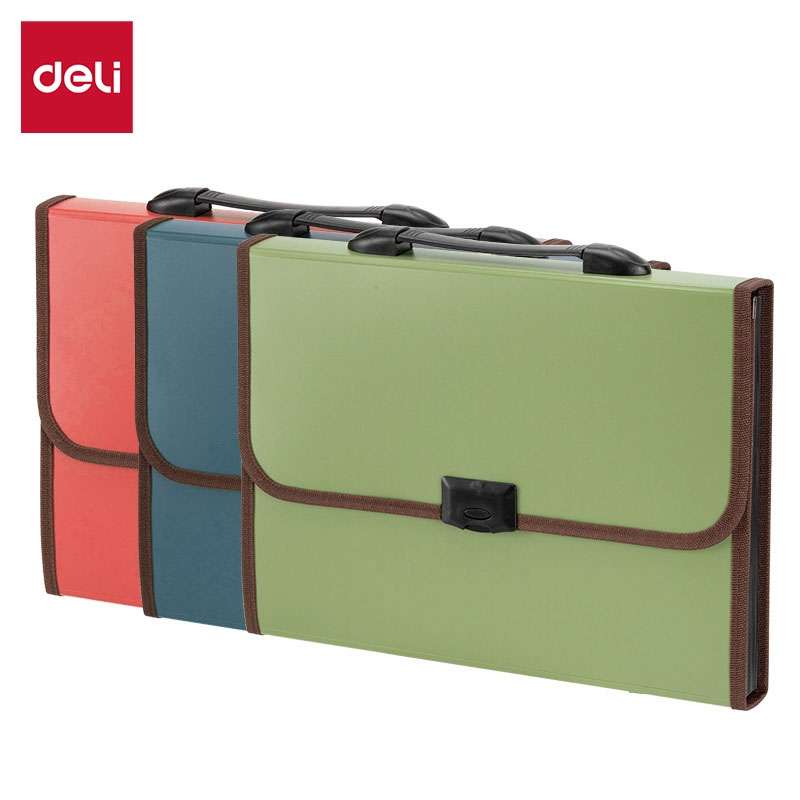 Deli A4 Expanding File, Twin-Color Series, Extra Front Pocket, Secure Closure, Ideal for Office & School Use - Assorted Colors 0