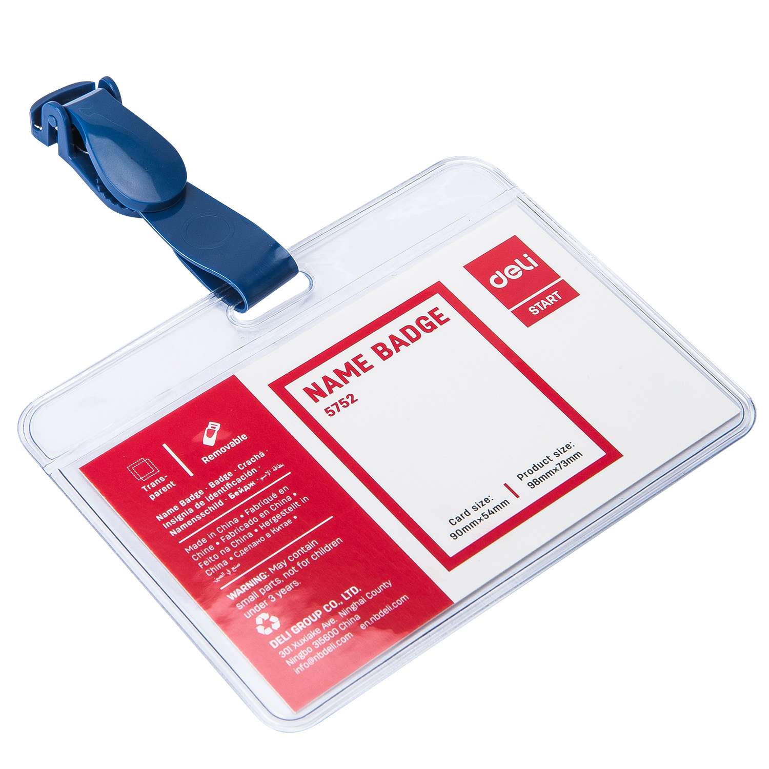Deli PVC ID Pass Holder, Horizontal, Clear Sleeve, Durable Material, Ideal for School & Office Use – Pack of 50 Units 0