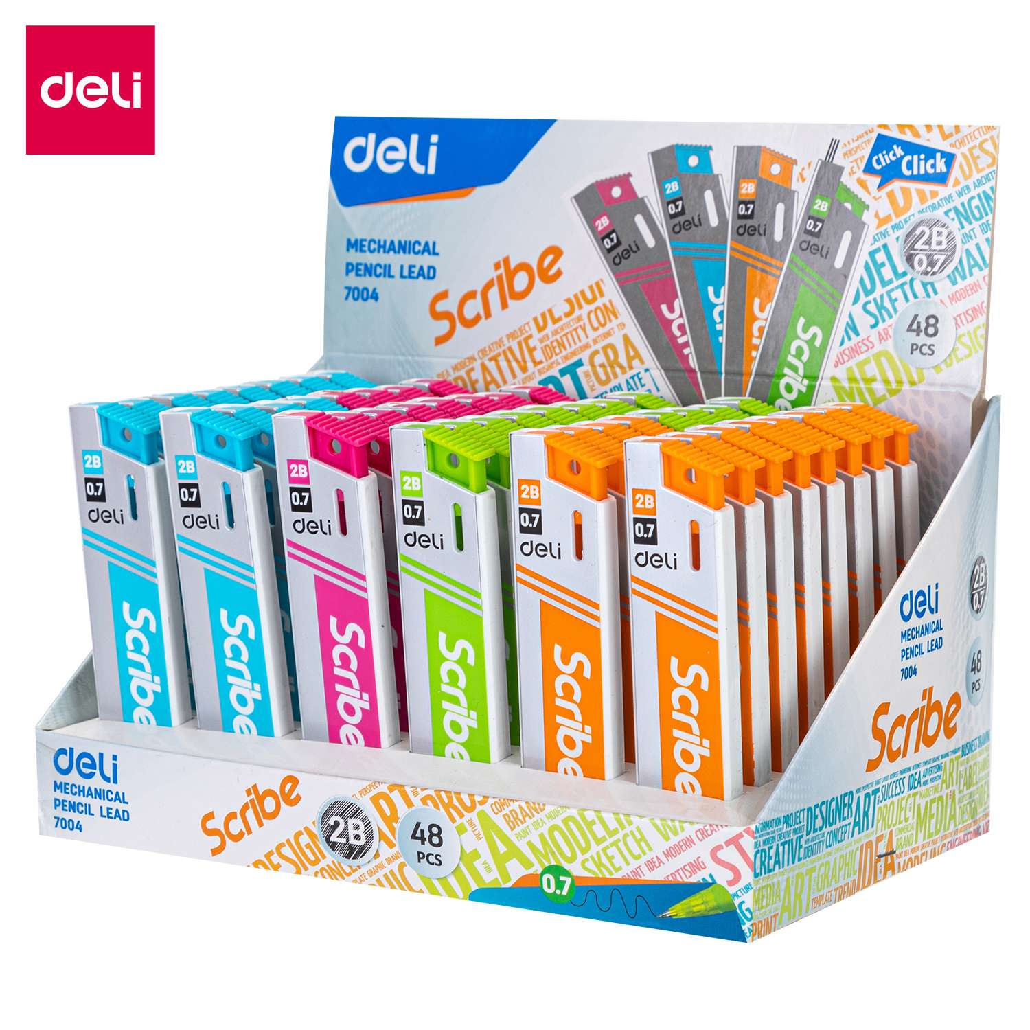 Deli Mechanical Pencil Lead, 0.7mm/2B, High-Quality Graphite, Consistent Performance – Box of 48 0