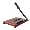 Deli Guillotine Paper Cutter, Wood Base, 380 × 300 mm, Alignment Grid, Anti-Slip Feet, Ideal for Office and Studio Paper Cutting - Brown 3
