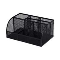 Deli Mesh Desk Organizer, 7 Divisions, Non-Slip Feet, Easy to Manage Desk & Small Stationary - Black