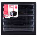 Deli 5-Drawer Desk Cabinet, No Lock, High-Capacity, Easy Organization with Stickers, Desk Management - Black & Grey 1