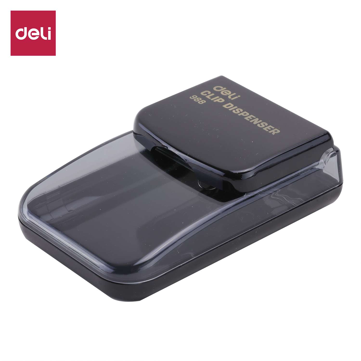 Deli Clip Dispenser, Magnetic Top, 2 Compartments, Transparent, Easy to Refill, Organizing Different Clips - Black 1