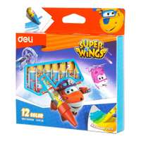 Deli Wax Crayons, Superwings Theme, Smooth & Bright Coloring, Enhance Creativity, Ideal for School Craft & Home Use – Set of 12 Colors