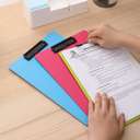 Deli A4 Single-Sided Pressure Clipboard, Quick Clamp, Strong Hold, 3- Layer Foam, Ideal for Exams & Office Use, Assorted - Blue/Green/Pink 3