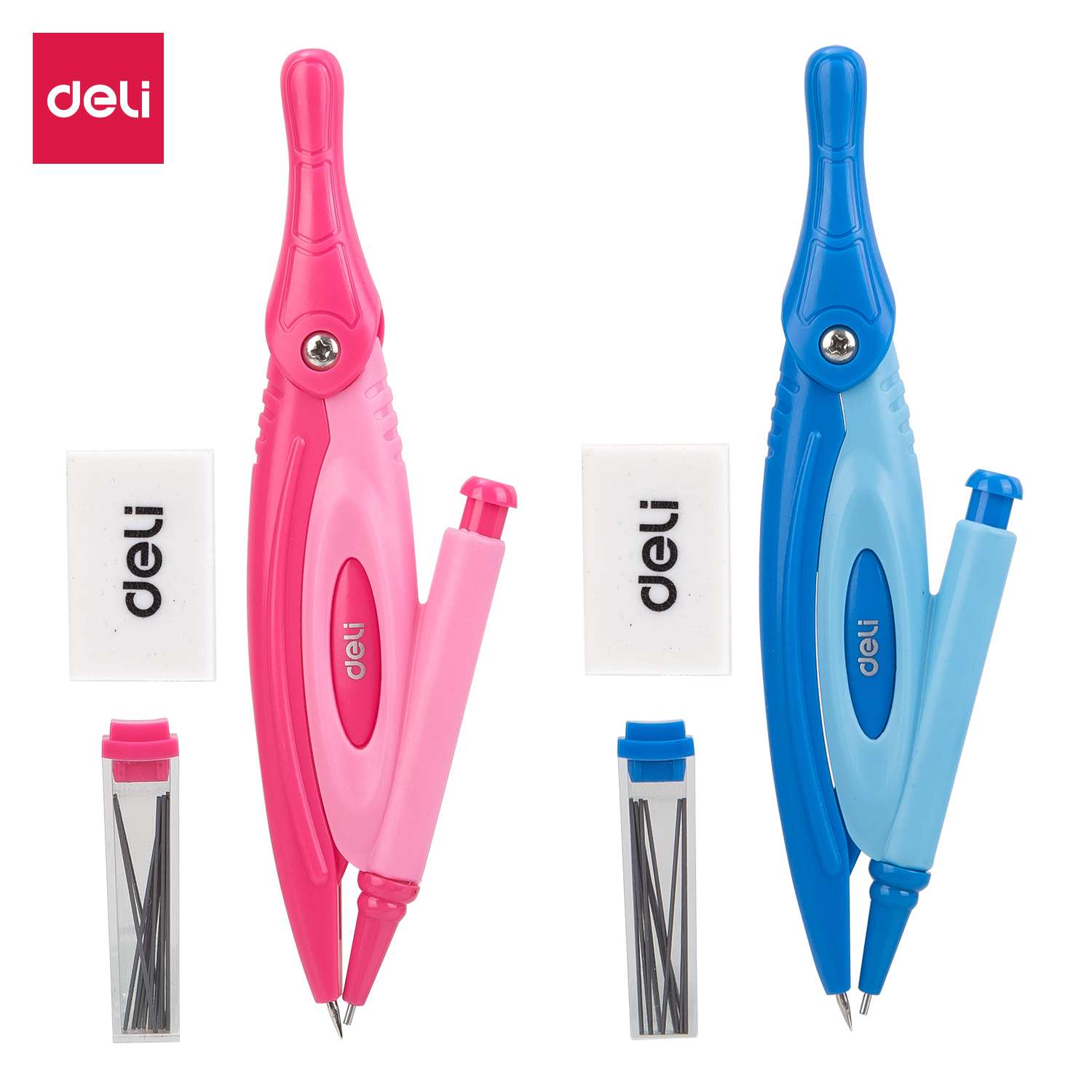 Deli Mathematical Instrument Set With Leads, Exam-Ready, Ideal for Classrooms & Home Use - 7 Pieces Set