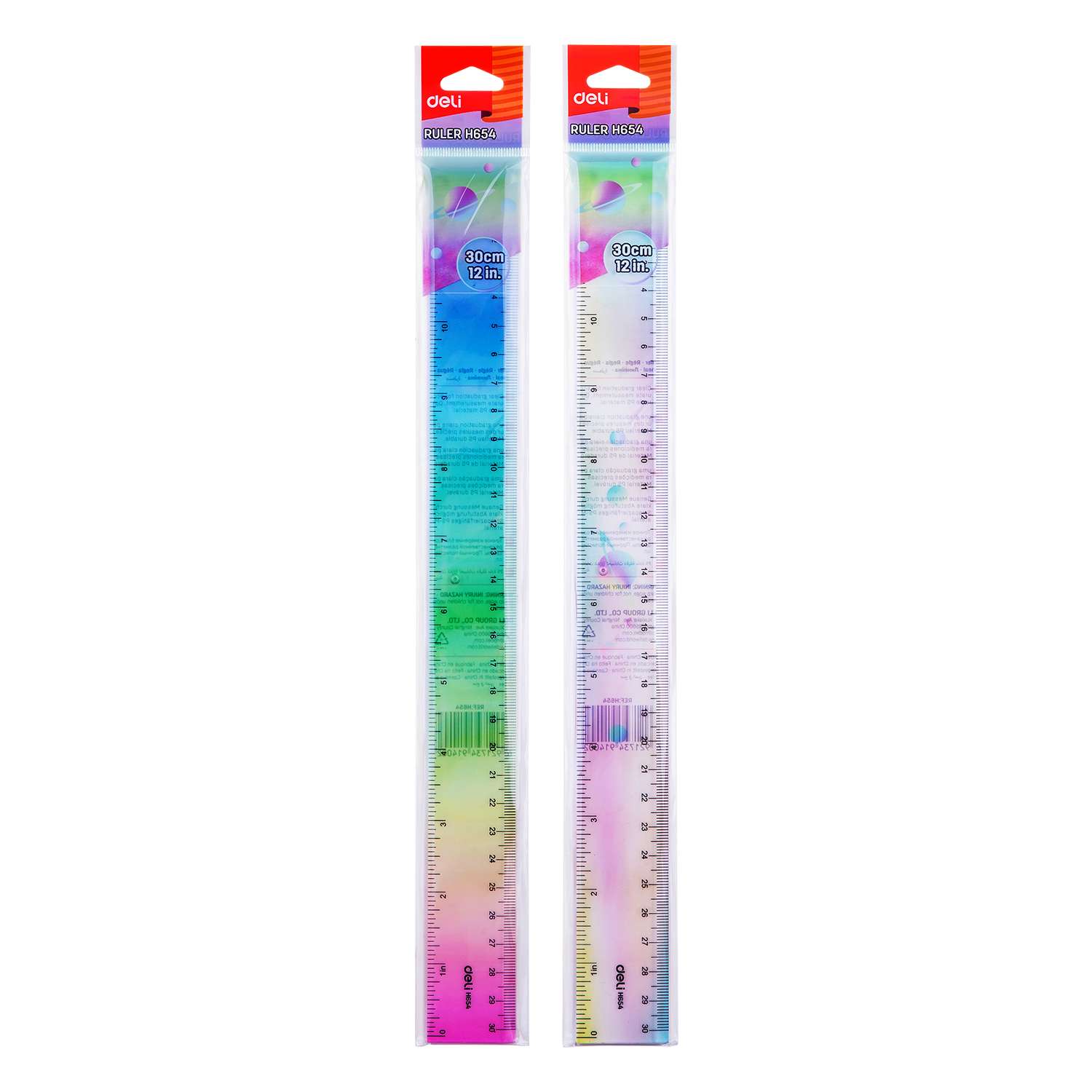 Deli Plastic Ruler, 30 cm, Colored, Clear Graduations, Easy & Accurate Measuring, Ideal for Daily Task