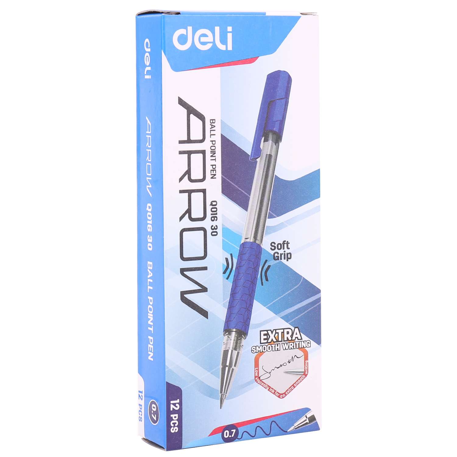 Deli Smooth Ball Point Pen, 0.7mm, Quick-Drying, Blue – Pack of 12 3