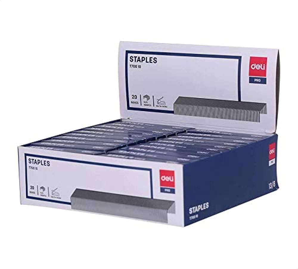 Deli Staples, 13/8, 8 mm Legs, Strong Hold, High Quality Steel, Ideal for the Home, Office or Classroom Use, Silver - Box of 20 Packs 0