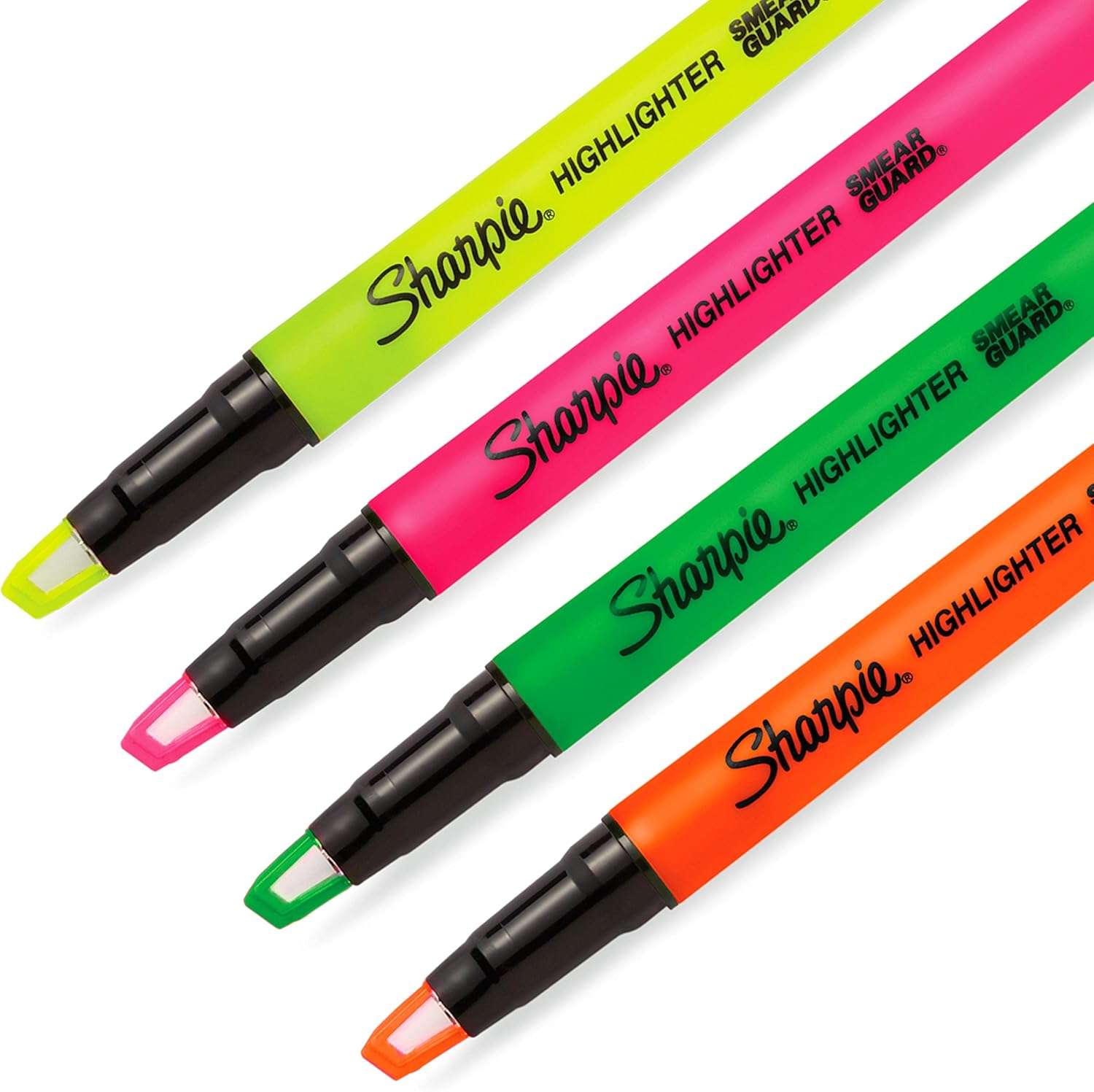 Sharpie Highlighters, Smear-Resistant, Chisel Tip, Bright Fluorescent, Perfect for Long Day Study & Office Use, Assorted – Pack of 4 4