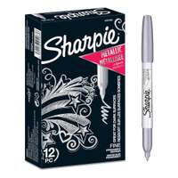 Sharpie Permanent Marker Metallic, Bullet Tip, Fade-Resistant Ink, Silver – Box of 12