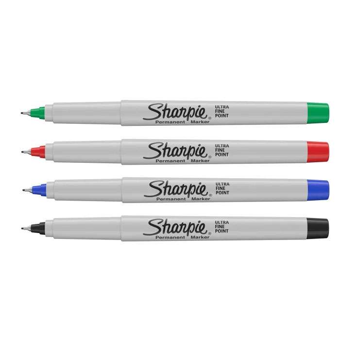 Sharpie Permanent Marker, Ultra Fine, Detailed Writing Assorted Colors – Pack of 4 2