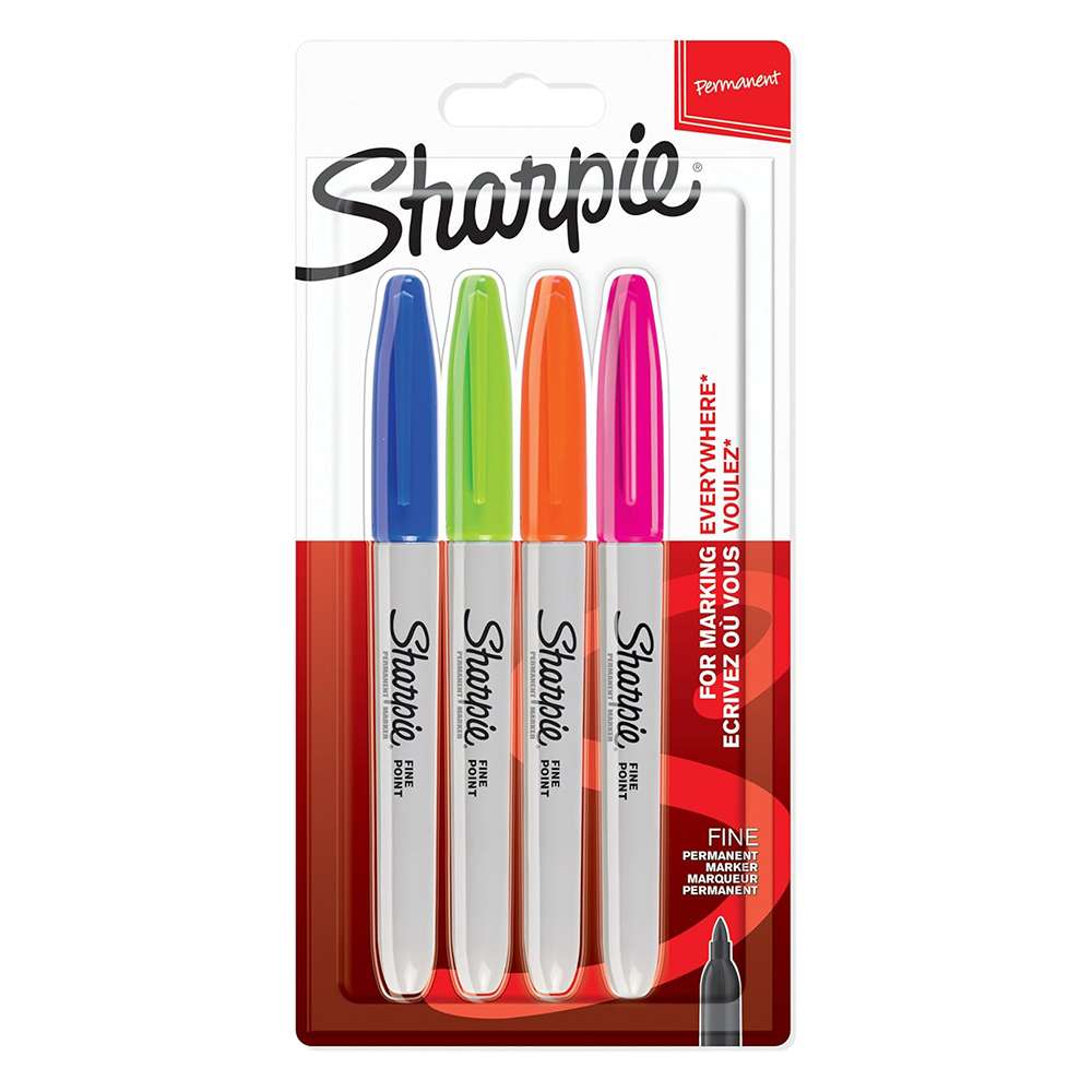 Sharpie Permanent Marker Fine, Fun Bright Colors, Quick-Dry – Pack of 4 0