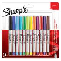 Sharpie Permanent Marker Ultra Fine, Precise Lines, Assorted Colors, Fade-Resistant – Pack of 12