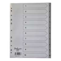 Clipp Plastic Grey Dividers, A4, 1–10 Index Tabs – Box of 25 Sets