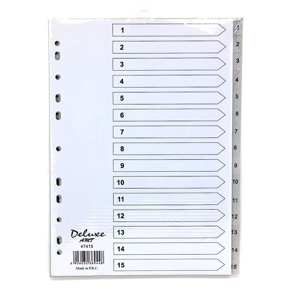 Clipp Plastic Grey Dividers, A4, 1–5 Index Tabs – Box of 50 Sets 0