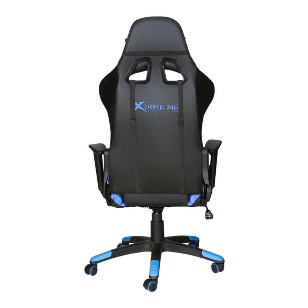 XtrikeMe Gaming Chair, Ergonomic, PU Leather, Adjustable Height & Recline, Blue 2