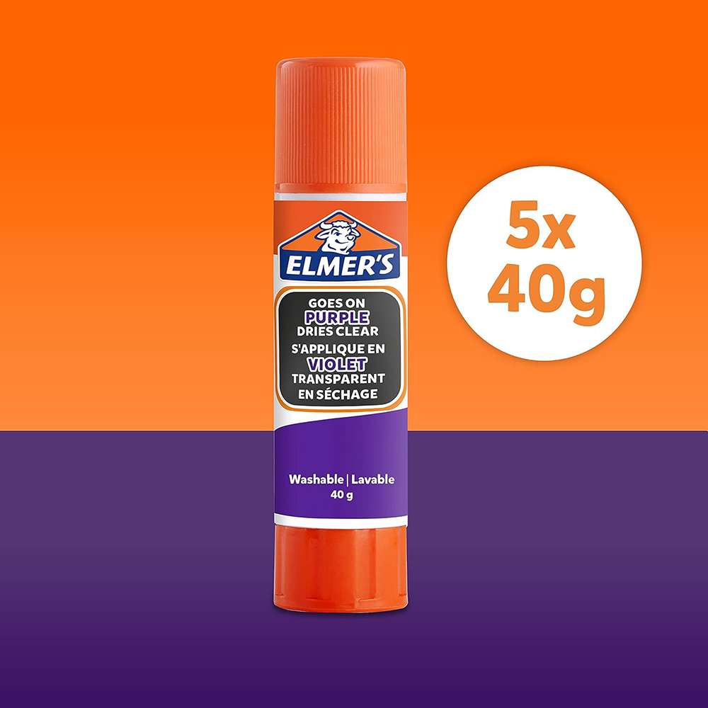 Elmer’s Glue Stick, Purple, 40 g – Washable & Kid-Friendly – Blister Pack (5 Pieces) 5