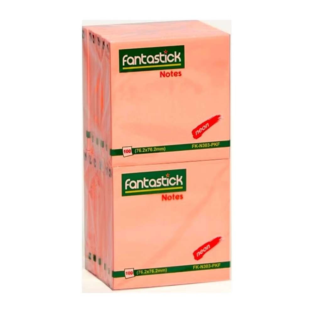 Fantastick Stick Notes, 3x3", Fluorescent Pink – Pack of 12 1