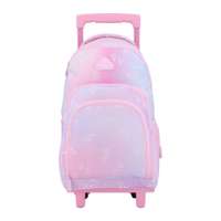 Nomad Trolley Backpack, 17", Hearts Design, Smooth-Rolling Wheels & Retractable Handle - Pink/Blue