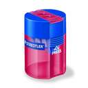 Staedtler Double Hole Tub Pencil Sharpener, Clean Sharpening, Perfect for School, Transparent Assorted - Box of 10 2