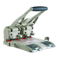 Kangaro Heavy Duty 4-Hole Paper Punch, 150 Sheets Capacity, With Metal Guide Bar, Professional Utility, Grey
