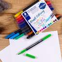 Staedtler Double-Ended Lettering Pens, Brush with Fine Tip, Water-Based, Smooth Blendable, Ideal for Hand Lettering Styles with Thick or Thin Strokes – Set of 12 Colours 2