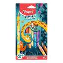 Maped Color Peps Jumbo Jungle Colour Pencils, Extra-Thick Cores, Triangular Grip, Smooth Writing, Ideal for Kids Craft & Drawing – Set of 12 Colors 0