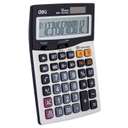 Deli 12-Digit Dual Power Desktop Calculator, Angled 2-Line High Quality Lcd Display Screen - Dark Grey 1