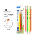 Deli Hb Graphite Pencils With Erasers, Smooth Writing, Neon Color Barrel, For School Use 0