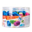 Deli Pencil Sharpener, Single-Hole, Steel Blade, Clean Sharpening, Perfect For School & Office - Assorted 2