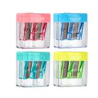 Deli Pencil Sharpener, Cubic Shape, Double-Hole, Compact Design, Perfect For Fast & Clean Sharpening - Assorted