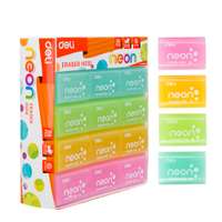 Deli Eraser, Neon Rectangular Shapes, Bright Colours, Easy Grip – Pack of 36