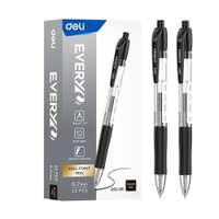 Deli Retractable Smooth Ballpoint Pen, 0.7mm, Long Ink Life, Durable Build, Black – Pack of 12