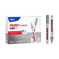 Deli Paint Marker, Bullet Tip 2mm, Silver – Pack of 12