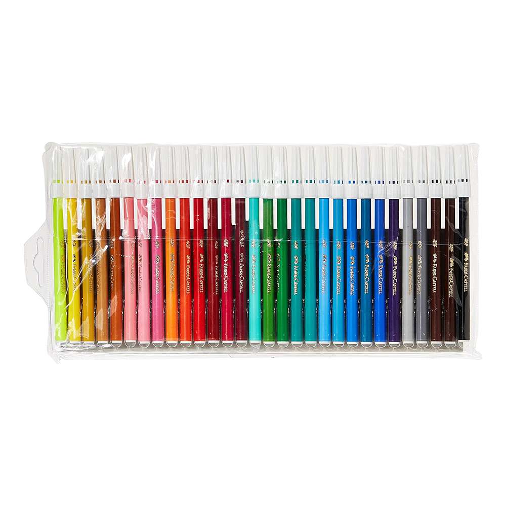 Faber-Castell Fibre-Tip Sketch Pens 45F, Washable Ink, Strong Tips, Smooth Texture, Comfortable Hold, Ideal for Craft & Drawing, Assorted – Wallet of 30 Colors 2