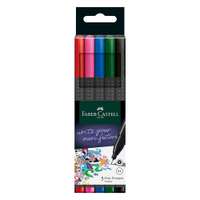 Faber-Castell Grip Finepen Fineliner, 0.4 mm, Triangular Grip, Vibrant Colors, Smooth Flow, Great on Dark Paper, Quick Dry, Ideal for Craft & Technical Drawing – Set of 5 Colors