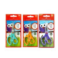 Faber-Castell Clean Cut Scissor, 5" Blade, Stainless Steel, Easy-Grip, Smooth Glide & Cutting, Safe for Kids, Ideal for School & Home Use – Assorted