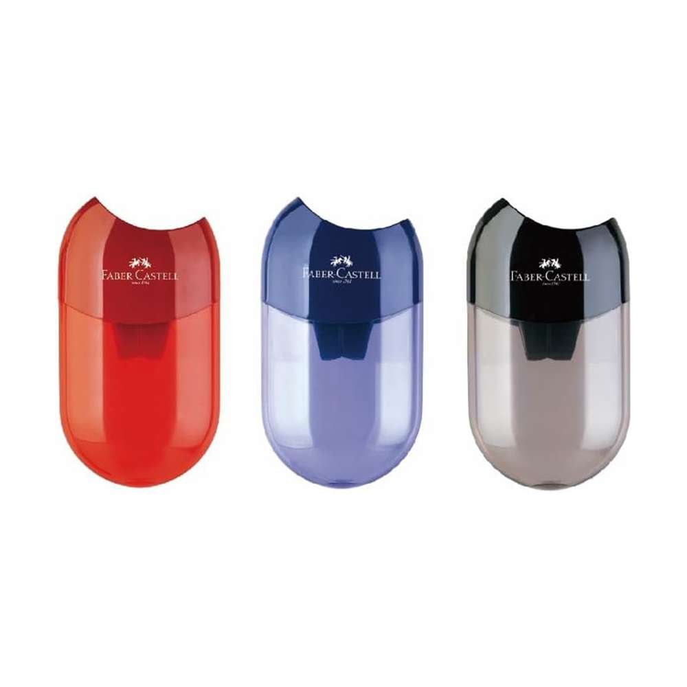Faber-Castell Double-Hole Apple Sharpener, Sharp Clean Edges, Strong Grip, Fun Desings, Give Precise Nib, Ideal for School & Home Use - Assorted 0