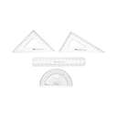 Faber-Castell Mathematical Drawing Instruments, Includes Ruler, Protractor, Set Squares, Exam Ready Kit, Ideal for School & Home Use, Transparent – 4 Pieces Set 1