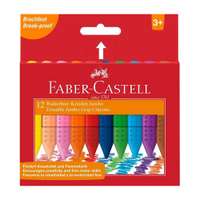 Faber-Castell Jumbo Grip Plastic Crayons, Grip Dots, Erasable, Triangular Shape, Smudge & Crumble Free, Strong Hold, Ideal for School & Preschool – Box of 12 Colors