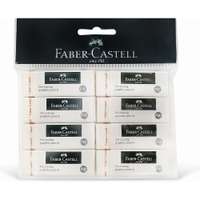 Faber-Castell PVC-Free Eraser, Big, Soft, Extra-Clean Erasing, Less Crumbs, Ideal for School & Home Use, White – Pouch Pack of 8