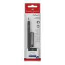 Faber-Castell School+ Schulfuller Fountain Pen with Cartridge, Carbon Look Body, Medium Nib, Clip Off Cap, Comfortable Grip, Smudge Free, Ideal for School & Home Use, Royal Blue Cartridge - Pack of 1 + 6 0